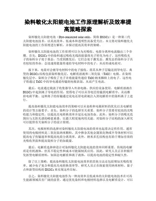 染料敏化太阳能电池工作原理解析及效率提高策略探索
