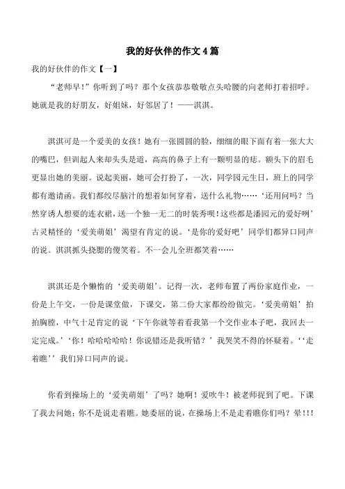 我的好伙伴的作文4篇