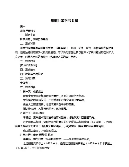 川藏行策划书3篇