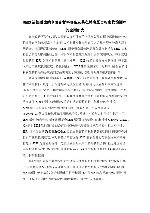 SERS活性磁性纳米复合材料制备及其在肿瘤蛋白标志物检测中的应用研究