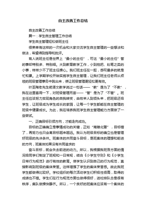 自主改善工作总结