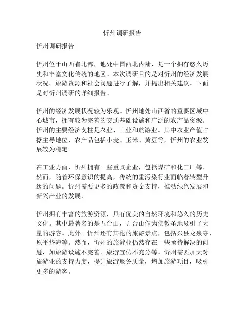 忻州调研报告