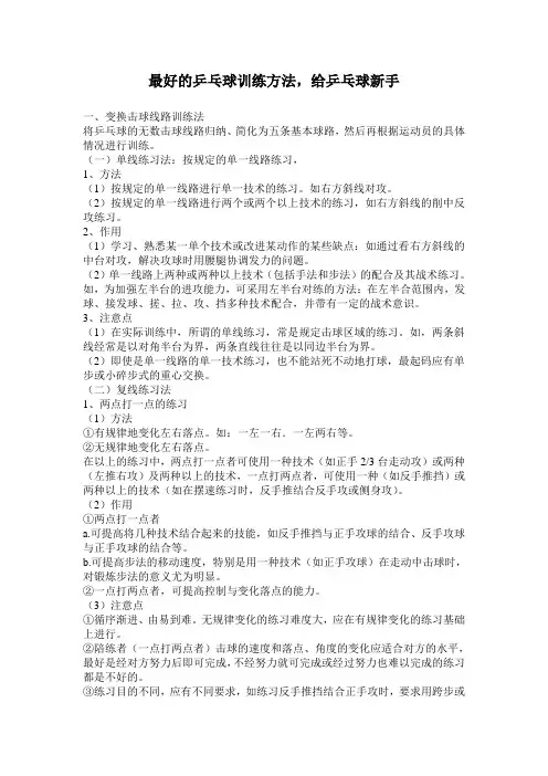 最好的乒乓球训练方法(新手必备)