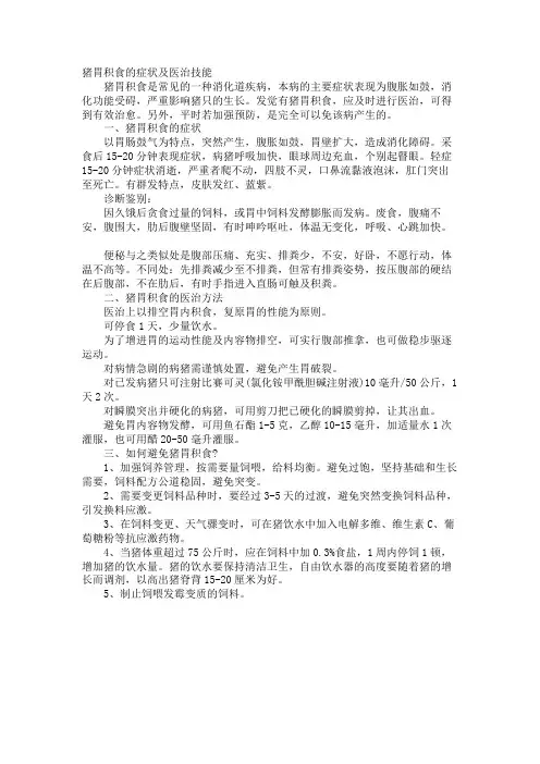 猪胃积食的症状及治疗技巧