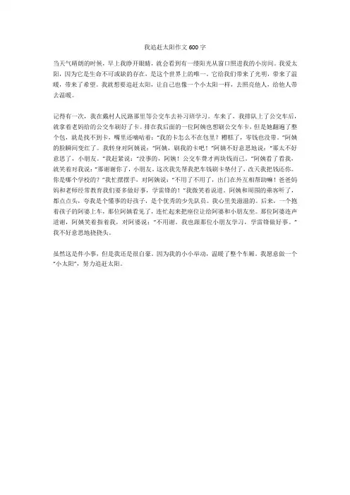 我追赶太阳作文600字完美版