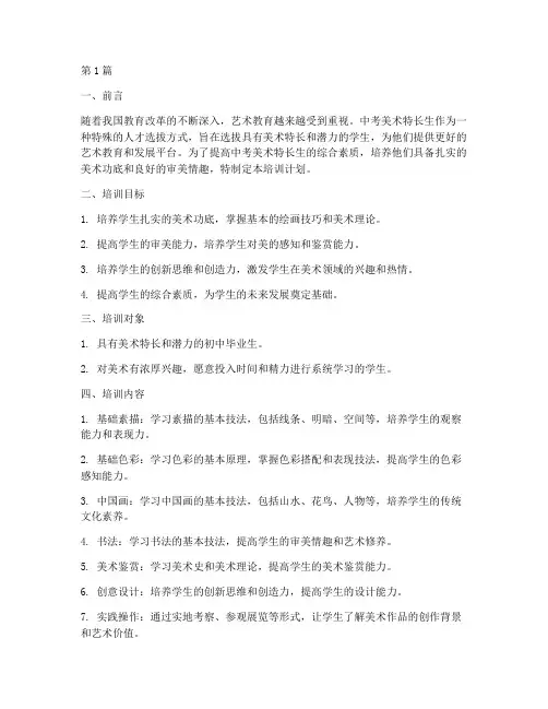 中考美术特长生培训计划(2篇)