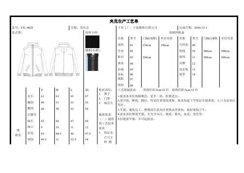 生产工艺单夹克