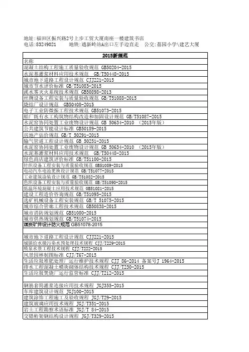 最新 现行 规范目录 清单