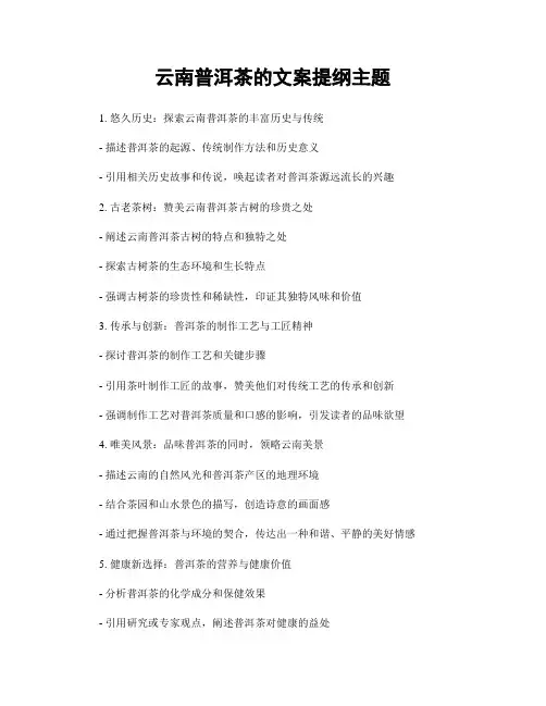 云南普洱茶的文案提纲主题