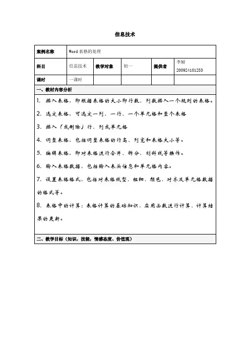 表格式教学设计方案模板[1]