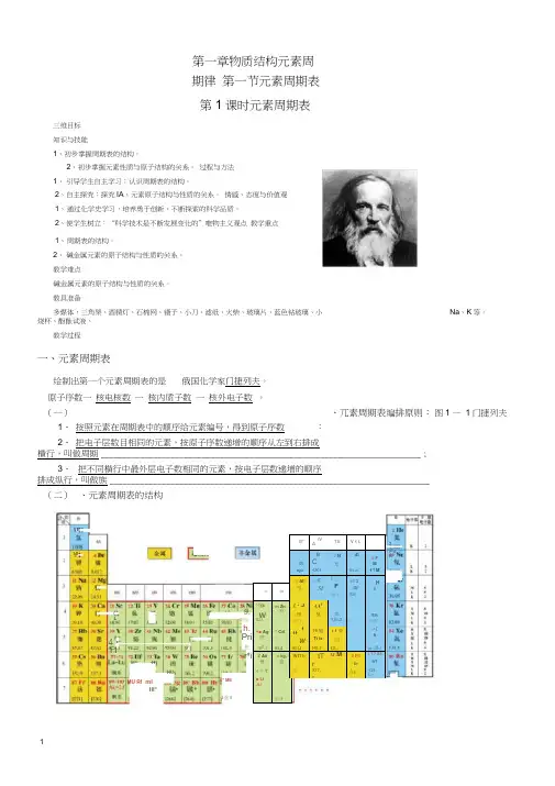 (word完整版)高中化学1.1《元素周期表》教案新人教版必修2