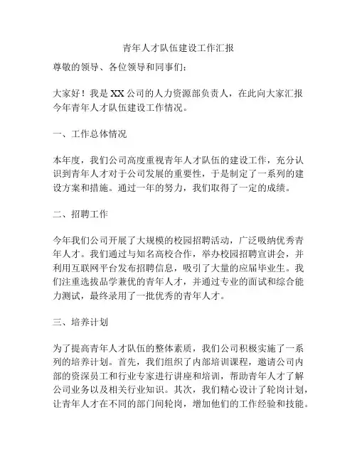 青年人才队伍建设工作汇报