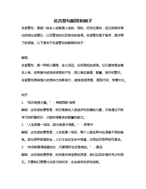名言警句解释和例子