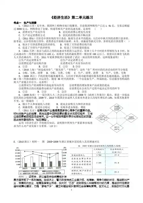 经济生活第二单元练习