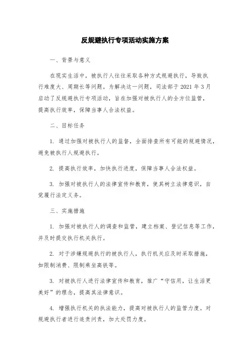 反规避执行专项活动实施方案
