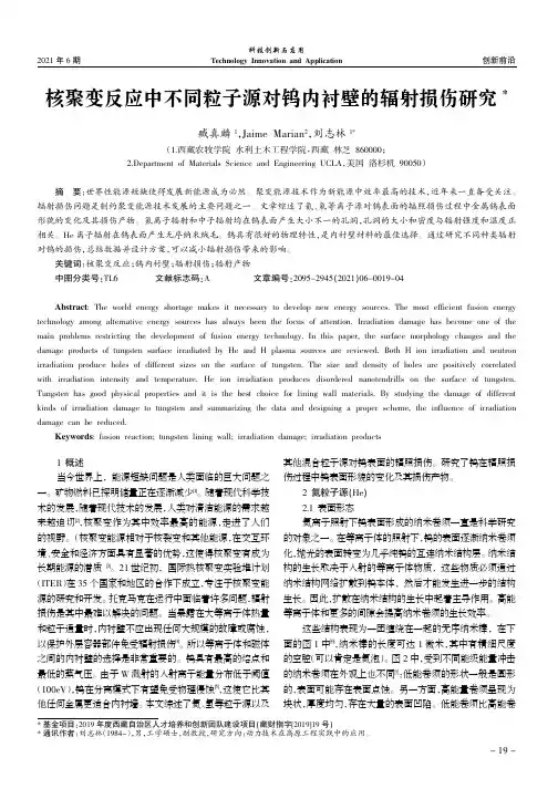 核聚变反应中不同粒子源对钨内衬壁的辐射损伤研究