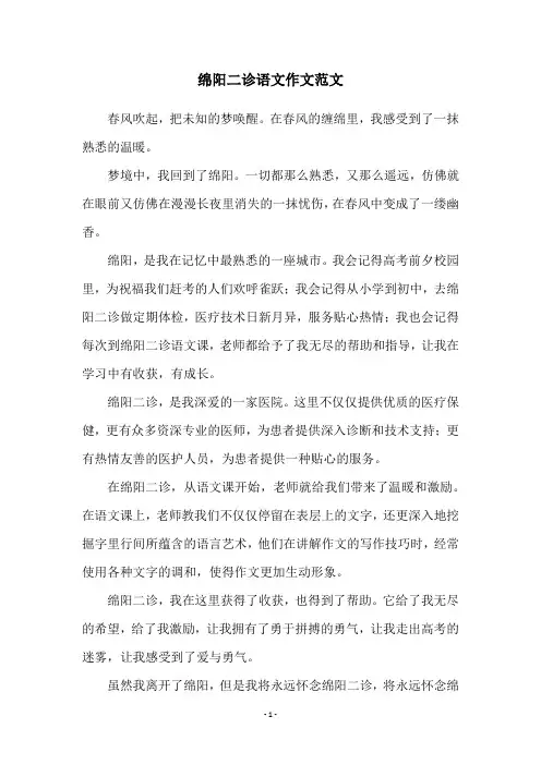 绵阳二诊语文作文范文