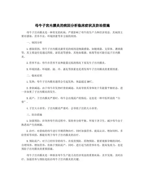 母牛子宫内膜炎的病因分析临床症状及防治措施