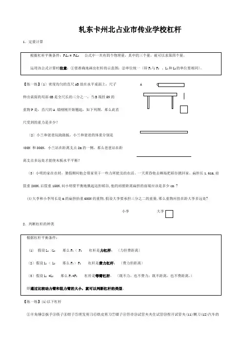 九年级物理上册 第11章 杠杆练习 试题