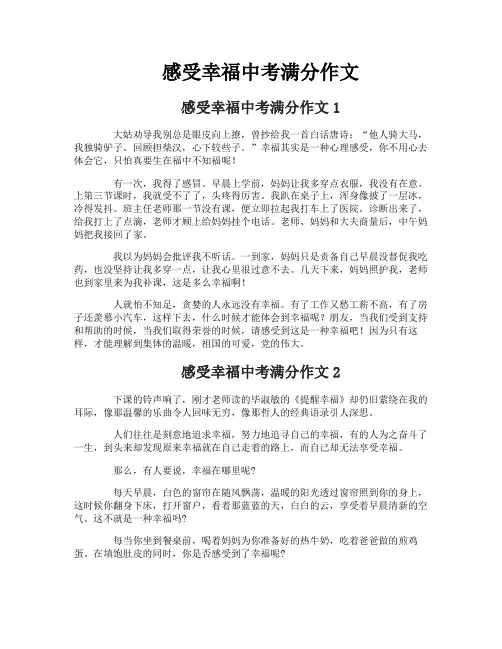感受幸福中考满分作文