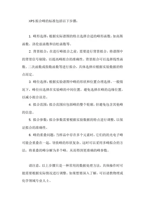 xps拟合峰标准