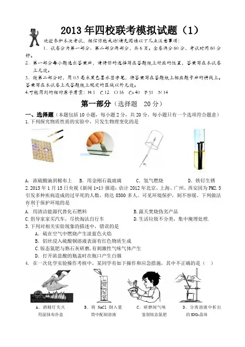 2013年化学中考模拟试题