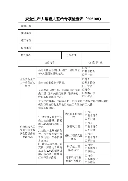 4_安全生产大排查大整治专项检查表