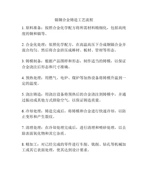 镉铜合金铸造工艺流程