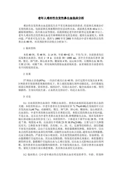 老年人难治性自发性鼻出血临床分析