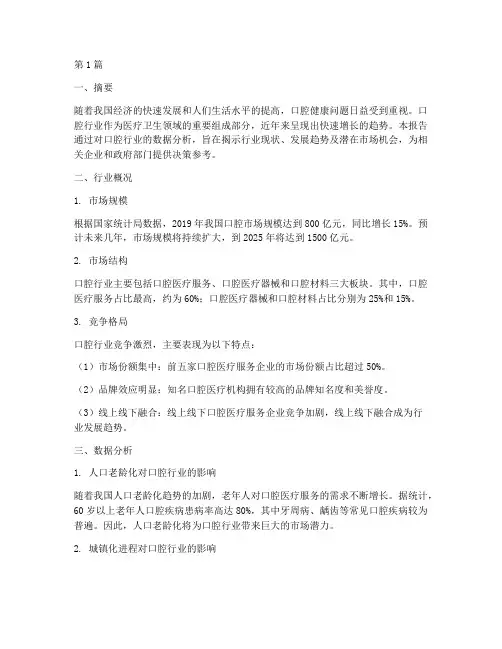 口腔行业数据分析报告(3篇)
