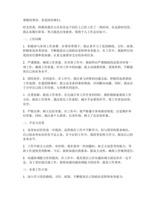 个人工作总结主任科员