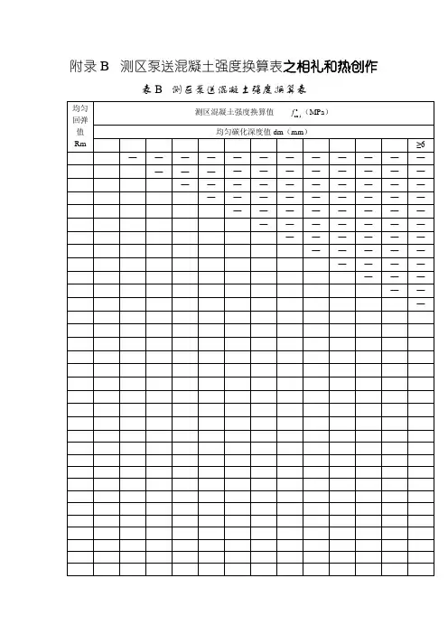 回弹法检测泵送混凝土换算表