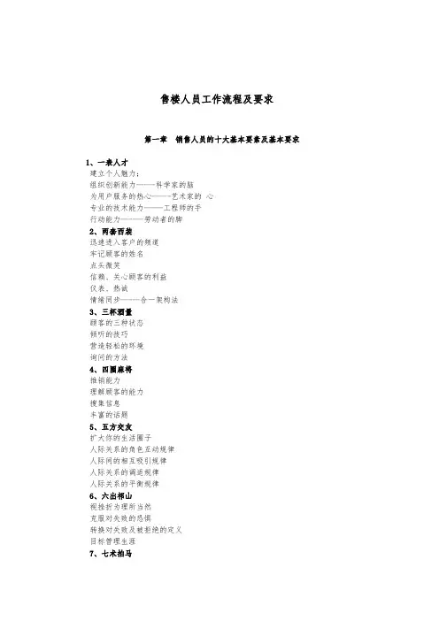 房地产售楼人员工作流程图
