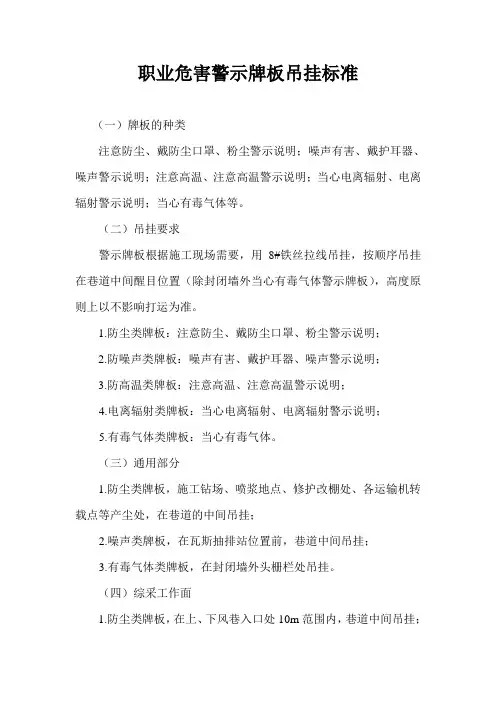 职业危害警示牌板吊挂标准