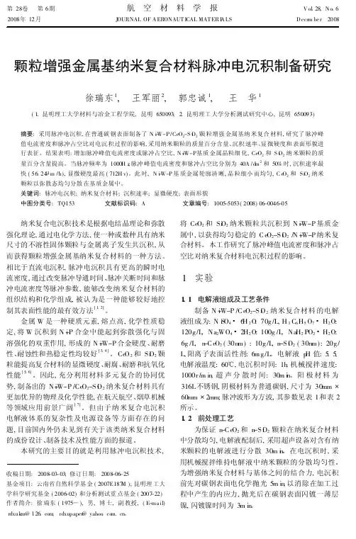 颗粒增强金属基纳米复合材料脉冲电沉积制备研究