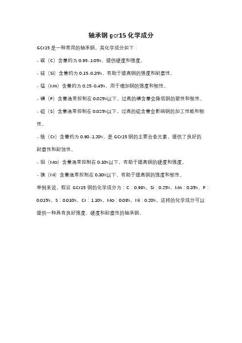 轴承钢gcr15化学成分