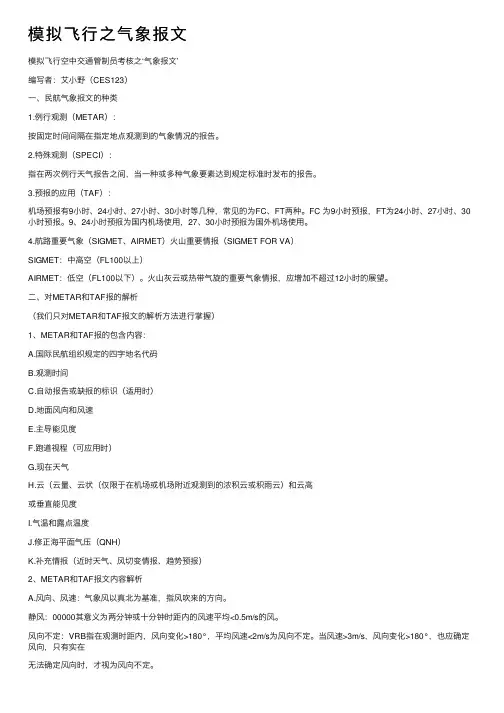 模拟飞行之气象报文