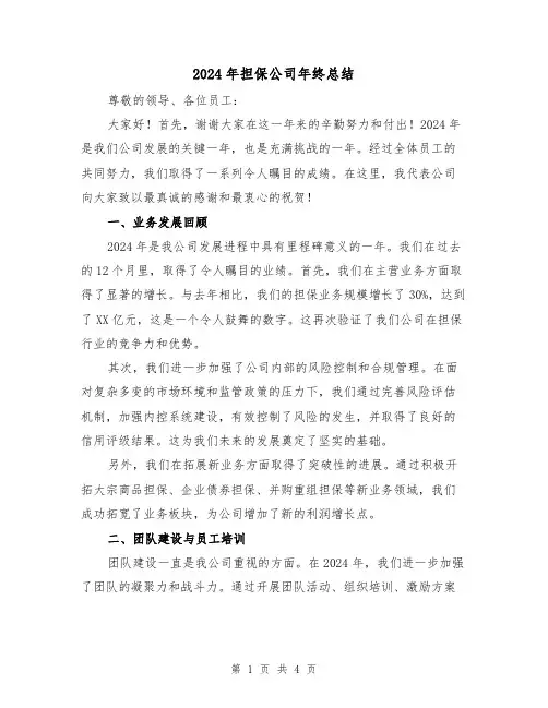 2024年担保公司年终总结(2篇)