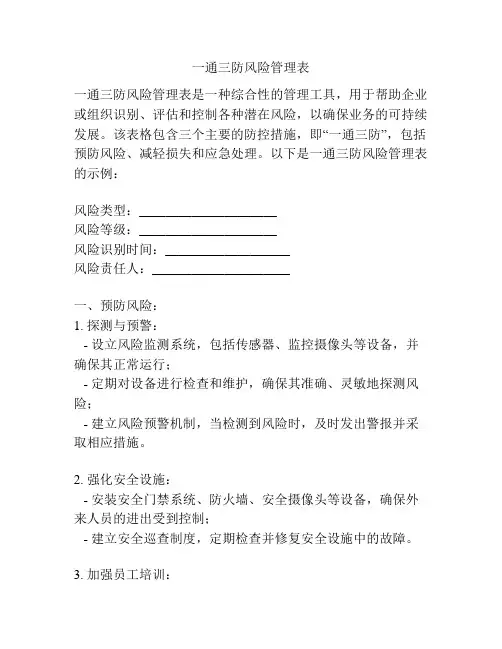 一通三防风险管理表