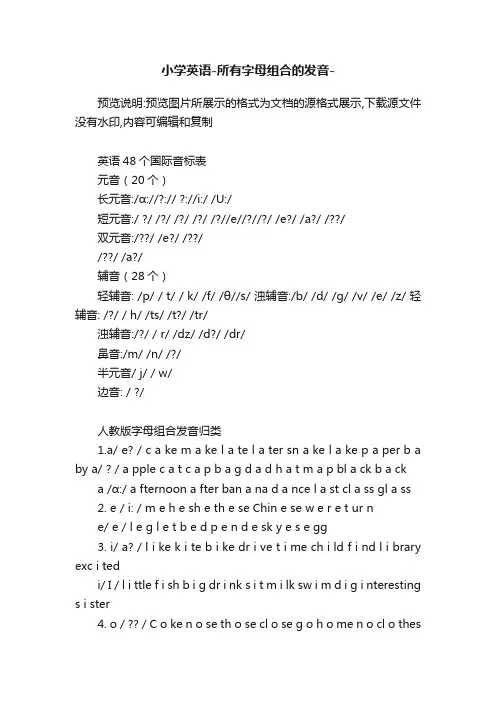 小学英语-所有字母组合的发音-