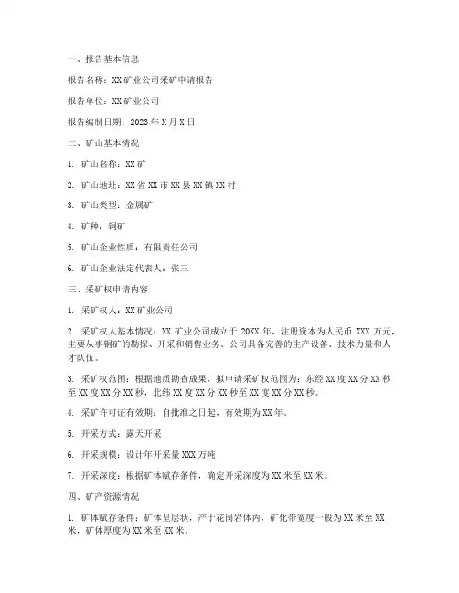 办采矿申请报告