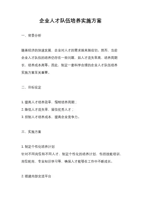 企业人才队伍培养实施方案
