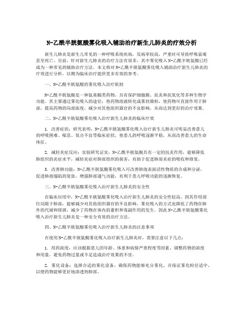 N-乙酰半胱氨酸雾化吸入辅助治疗新生儿肺炎的疗效分析