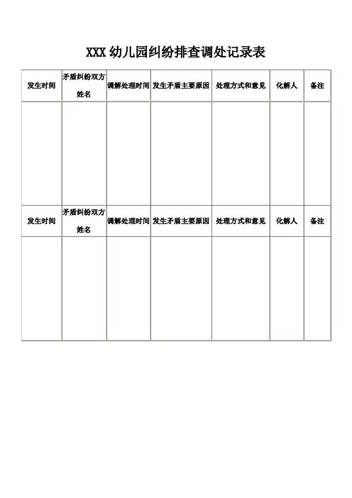 矛盾纠纷排查调处记录