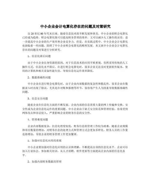 中小企业会计电算化存在的问题及对策研究