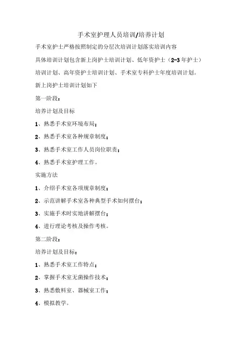 手术室护理人员培训计划