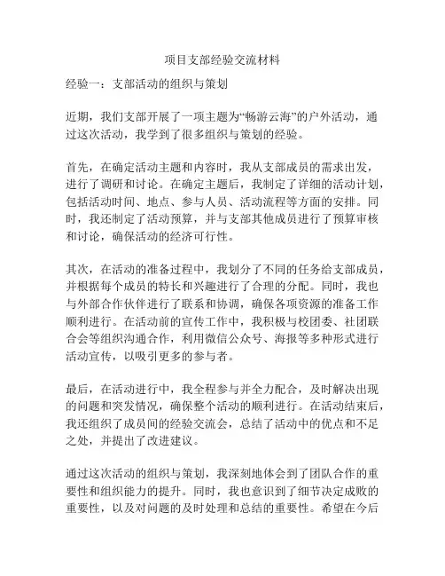 项目支部经验交流材料