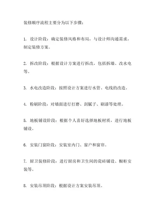 装修顺序流程详细介绍文字版