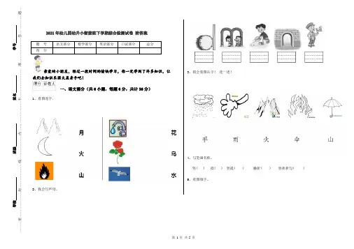2021年幼儿园幼升小衔接班下学期综合检测试卷 附答案