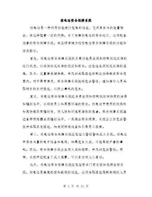 核电站安全保障系统（3篇）